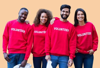 Canadian volunteers ready to use promotional metal products in their fundraising campaign.