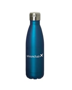 700mL stainless steel water bottle with royal blue body and white logo