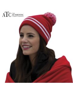 ATC Striped Cuff Pom Pom Toque