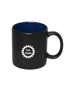 450mL black and royal blue C handle mug with white logo