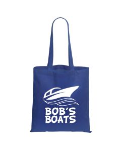 royal blue non woven tote with white logo