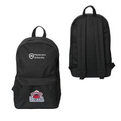 black laptop backsack with full colour logo