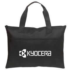 black non woven business bag with white logo