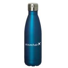 700mL stainless steel water bottle with royal blue body and white logo