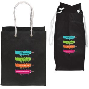 black non woven mini gift bag with full colour logo