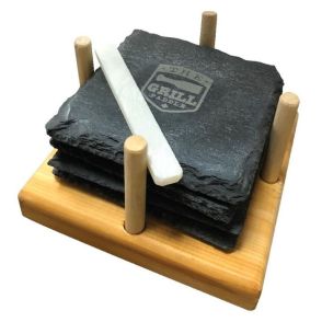 Slate Coaster & Soapstone Marker Set