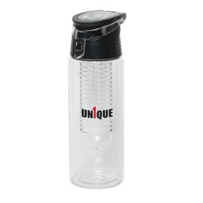 680mL clear infuser bottle with black and red logo